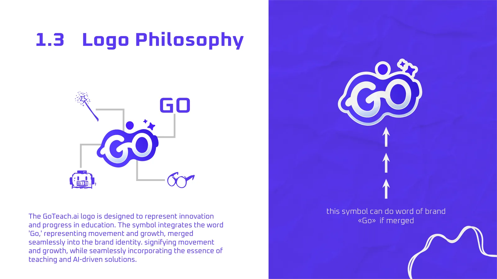 The GoTeach.ai mascot built from the "Go" wordmark