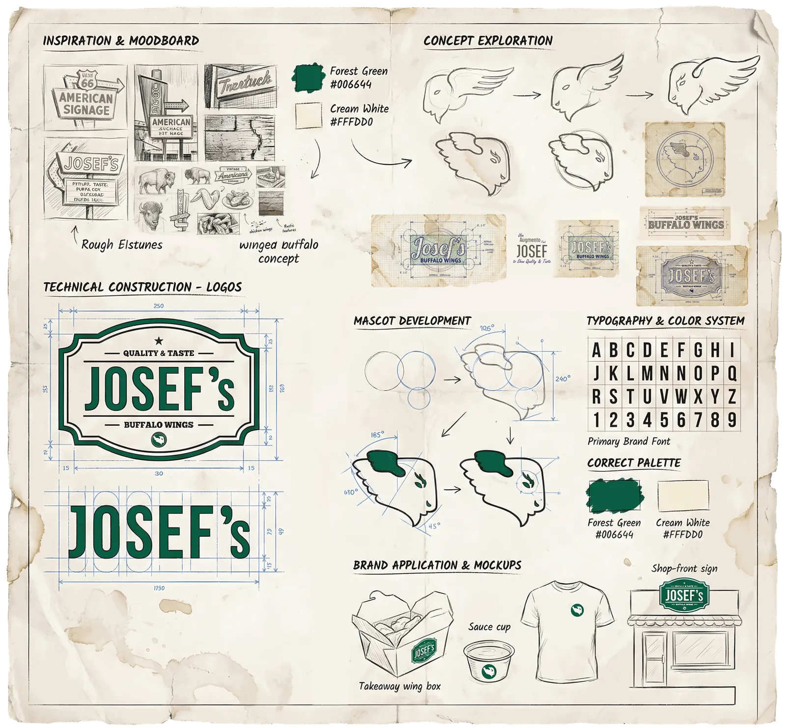 Early moodboard and inspiration references for Josef's brand development