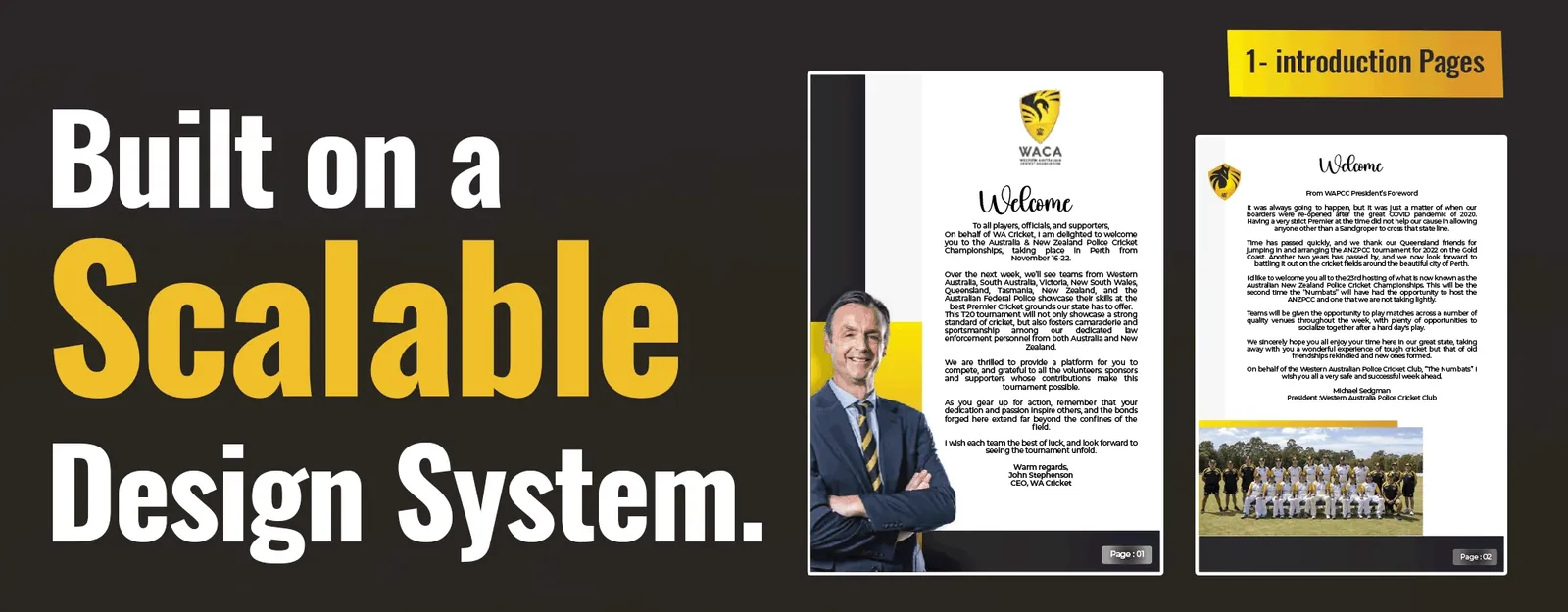 Welcome letter page from the WA Cricket CEO